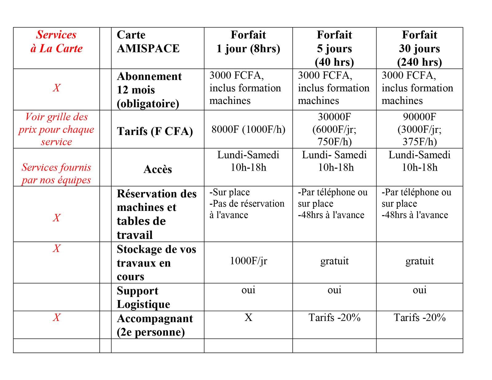 tarifs-prices-amispace